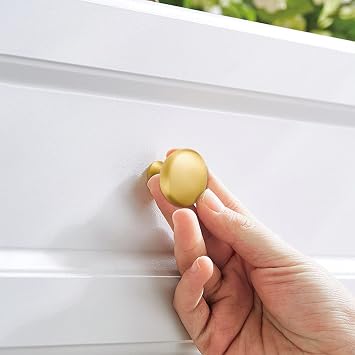 SALISENG Brushed Gold Kitchen Cabinet Knobs -5 Pack Solid Brass Handle for Dresser Drawer,1-1/4 Inch Diameter, Modern Round Cupboard Closet Vanity Pulls - Furniture Hardware for Bathroom Bedroom
