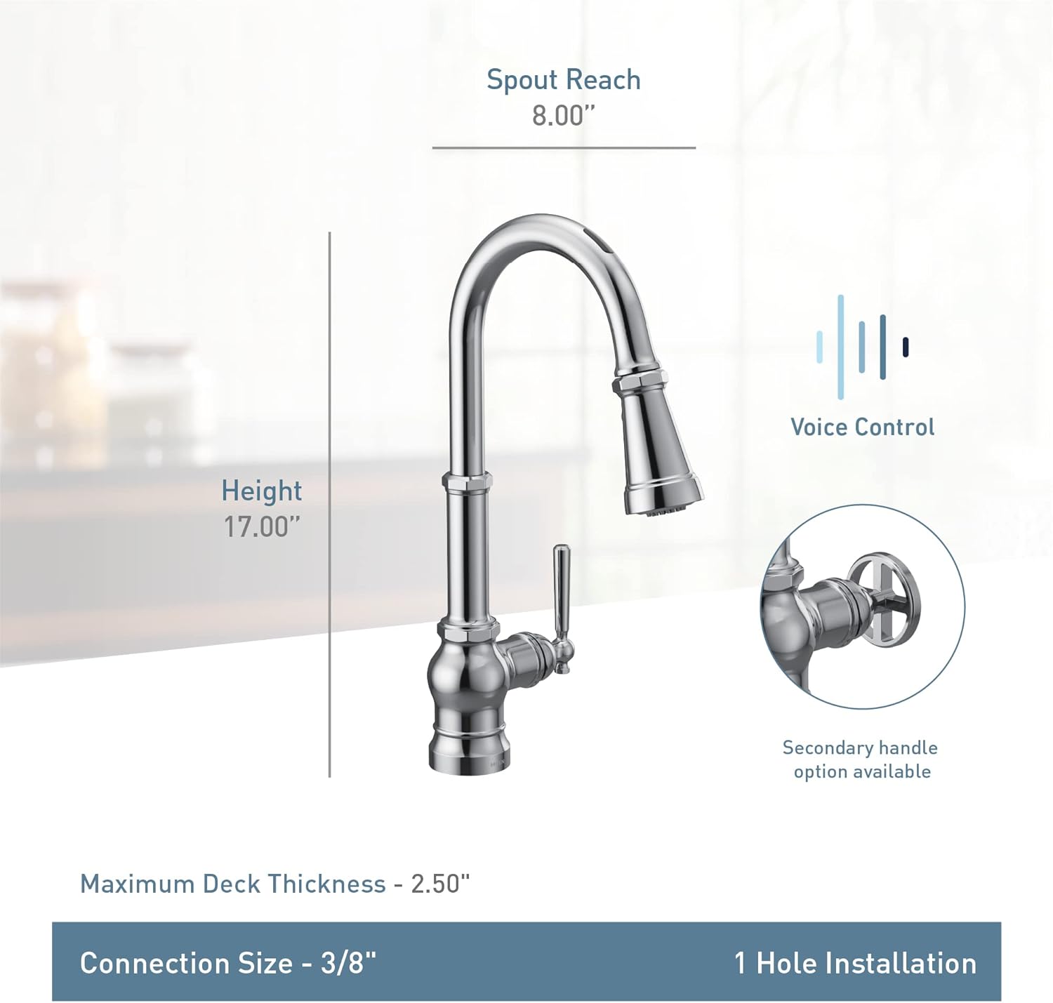 Best Cyber Deals 🔥 Moen S72003EVC Paterson Smart Touchless Pull Down Sprayer Kitchen Faucet with Voice Control and Power Boost, Chrome