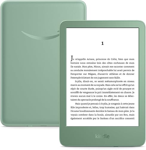 Amazon Kindle (Nouvelle génération) - Le plus léger et compact, avec écran antireflets, changements de page plus rapides et éclairage avant réglable - 16 Go - Avec publicités - Vert matcha - 1