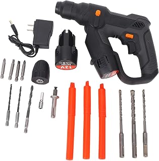 JTLB 12V Electric Hammer Drill 2PCS 2.0AH Battery Powered Multifunctional Rechargeable Impact Drill for Concrete Wood Steel (US Plug)