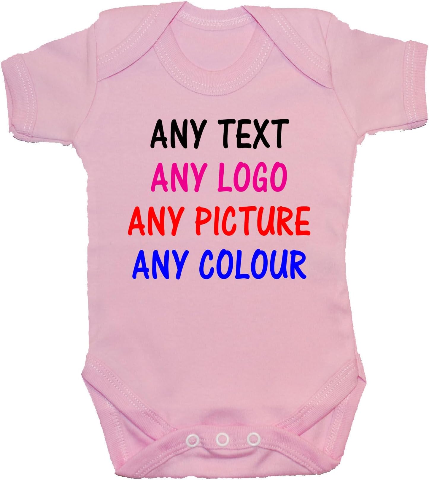 Personalised Any Text, Logo, Image, Picture in Any Colour Baby Bodysuit, Romper, Vest, T-Shirt 0 to 24 Months