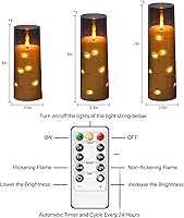 Vista 5 de Flameless LED Candles with Timer 9 Pc Flickering Flameless Candles for Romantic Ambiance and Home Decoration Stable Acrylic Shell,with Embedded Star