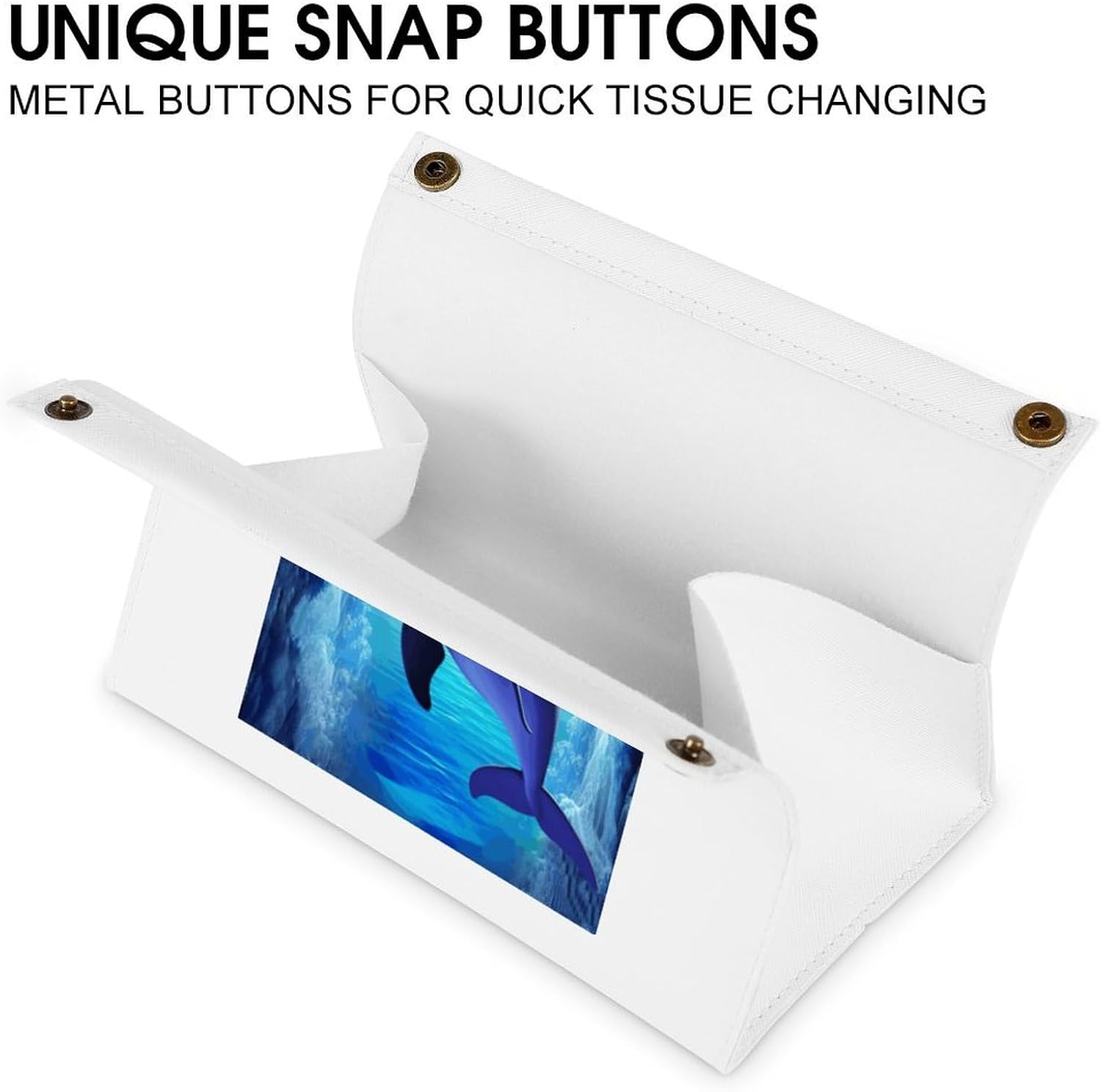 Decorative PU Tissue Paper Holder Dolphin Printed Tissue Box Cover Napkin Tissues Organizer Home Decor for Bathroom Night Stands Desk Car Dining Table image 3