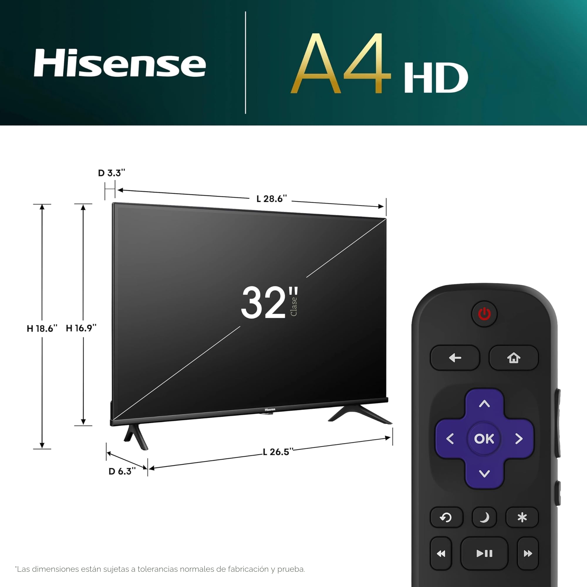 Amazon.com: Hisense Serie A4 32A4HNR - Smart Roku TV HD 720p de 32