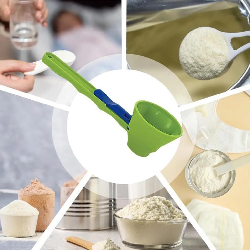 multiple applications of 2-in-1 sliding spoon funnel