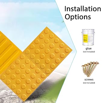 4 x Blind Brick Blind Floor Tiles, Tactile Paving Tiles, Square PVC Paving Boards Turning Alarm for Blind (Yellow Dot)
