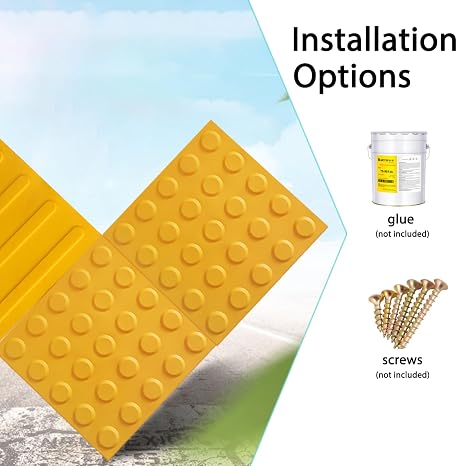4 x Blind Brick Blind Floor Tiles, Tactile Paving Tiles, Square PVC Paving Boards Turning Alarm for Blind (Yellow Dot)