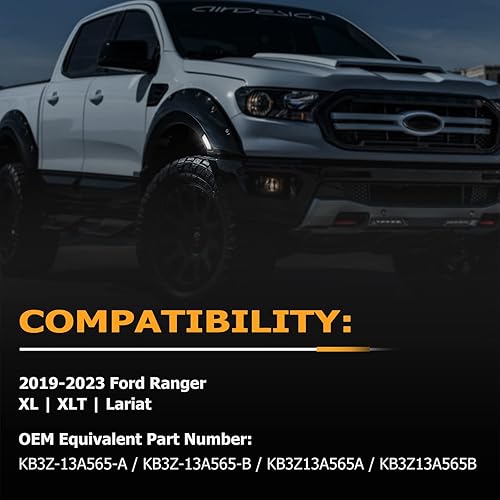 Miniatura 7 de Gempro Luz LED blanca delantera lateral para Ford Ranger Lariat XL XLT 2019-2023 Lámparas de señal de guardabarros, 2 unidades, lente ahumada