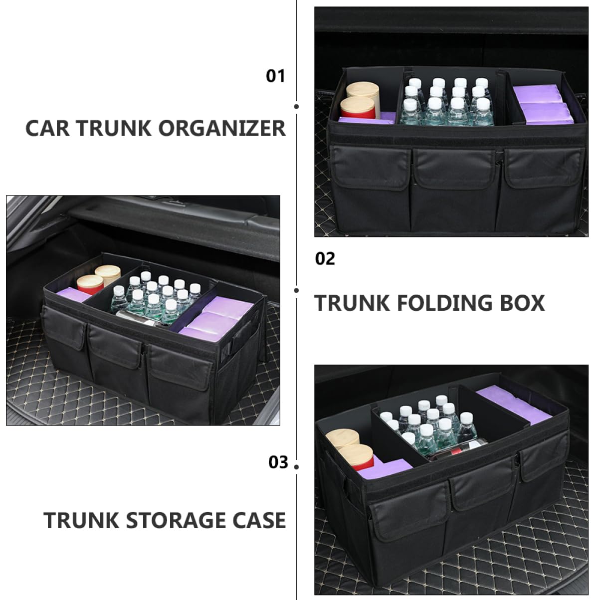 OUNONA Organizer Per Bagagliaio Auto Ripiegabile Oxford Capiente Veicoli Facile Trasportare Suv e Media