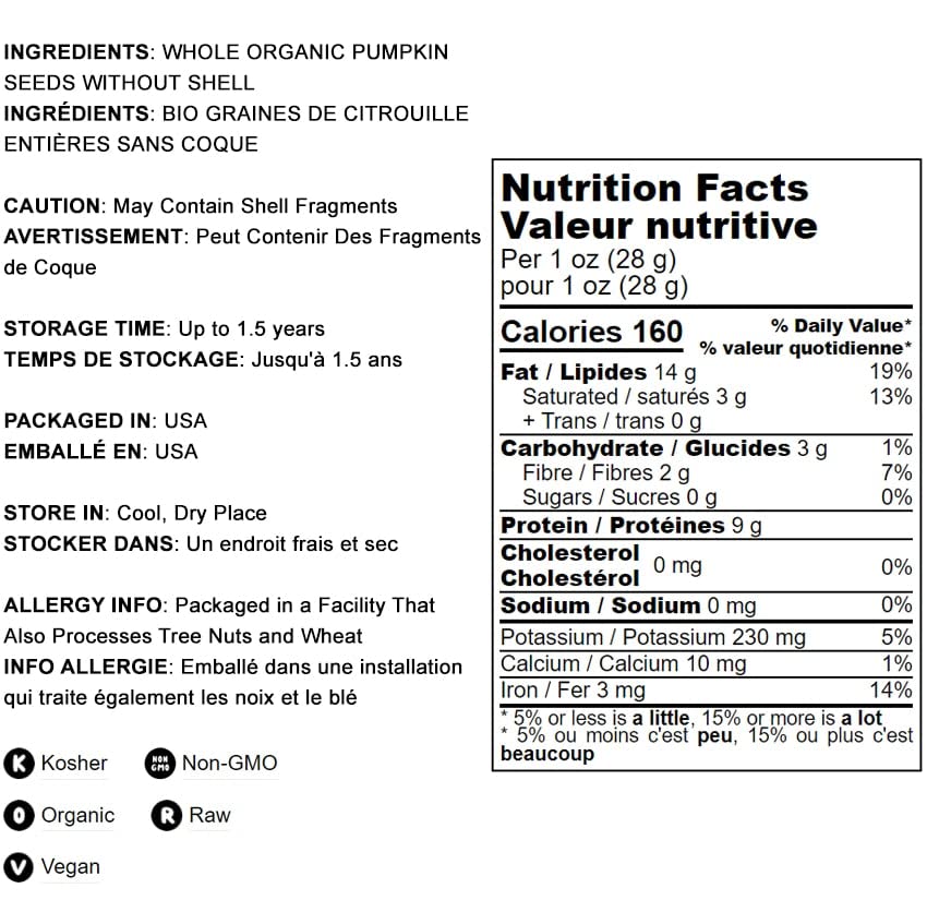 Organic Raw Pepitas, 2 Pound – Non-GMO, Pumpkin Seed Kernels, Unsalted, No Oil, No Shell, Vegan, Kosher, Bulk. Keto Snack. High in Protein, Essential Fatty Acids. Great for Baking, and as a Topping