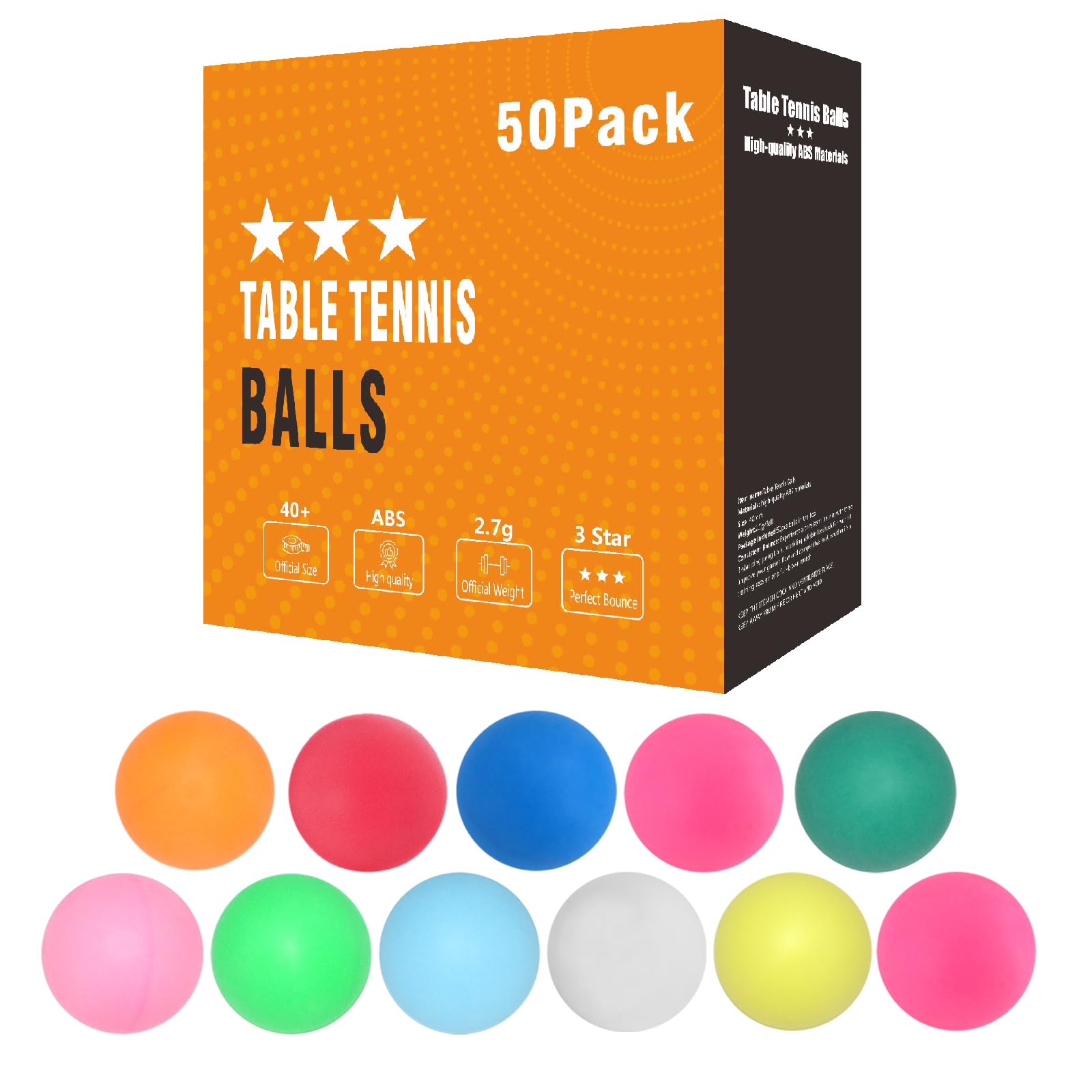 3 Star Ping Pong Balls - High Performance ABS Table Tennis for Training,Game