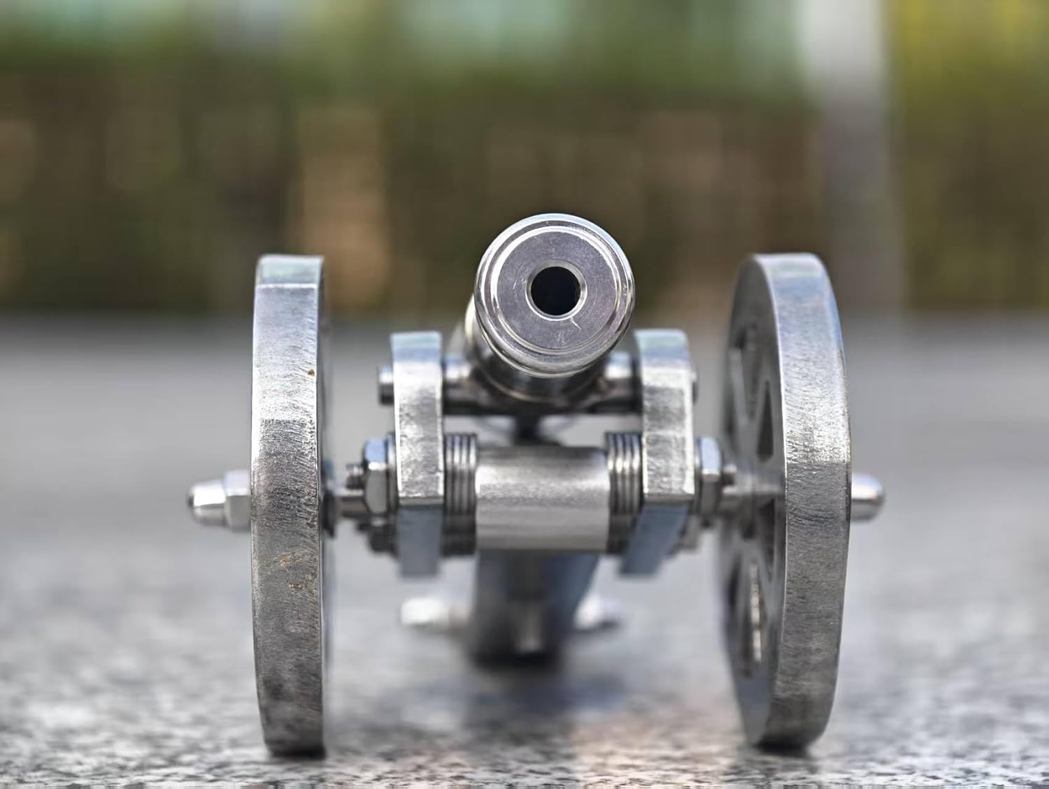 TIETHEKNOT Mini Napoleon Cannon Model, 304 Stainless Steel & Wood, Vintage Desktop Ornament, Handcrafted Collection, Christmas Birthday Gift for Men (Full Stainless Steel)
