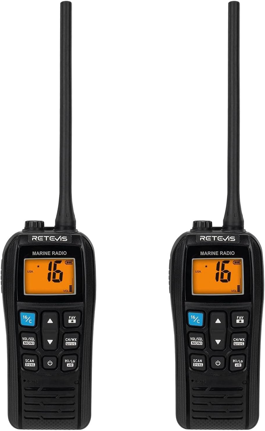 Retevis RM22 Marine Radio, IP67 Waterproof Handheld Floating Radio, High Power, Noise Cancelling Mic, NOAA Weather, 2200mAh, USB Charging, Backlit LCD Display, Boat Radios for Kayak Fishing(2 Pack)