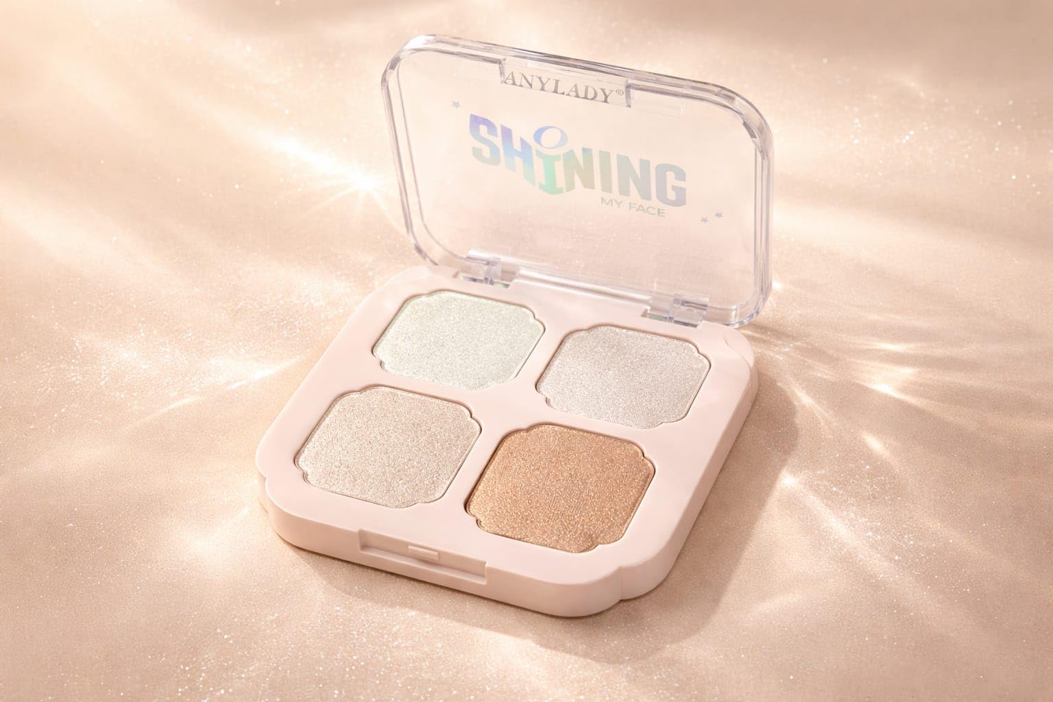 AnyLady Shining My Face 4 Shade Highlighter Palette – Glowy Shimmers for Face, Cheeks & Body-image-11