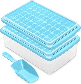 Ice Cube Trays 2 Pack with Lids and Bin for Freezer, Easy Release 55 Mini Nugget Ice Trays, Stackable Small Ice Cube Mold,...