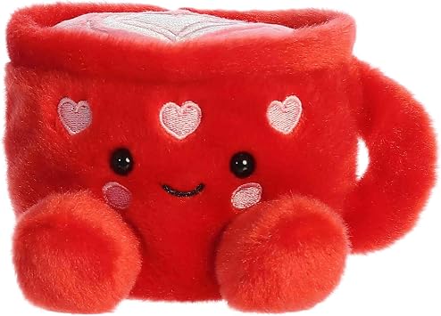 Aurora Adorable Palm Pals Lotti Love Latte Stuffed Animal - Fun Seasonal Plush for Kids and Adult Collectors - Perfect for Decorating Rooms and Valentines Day - Red 5 Inches