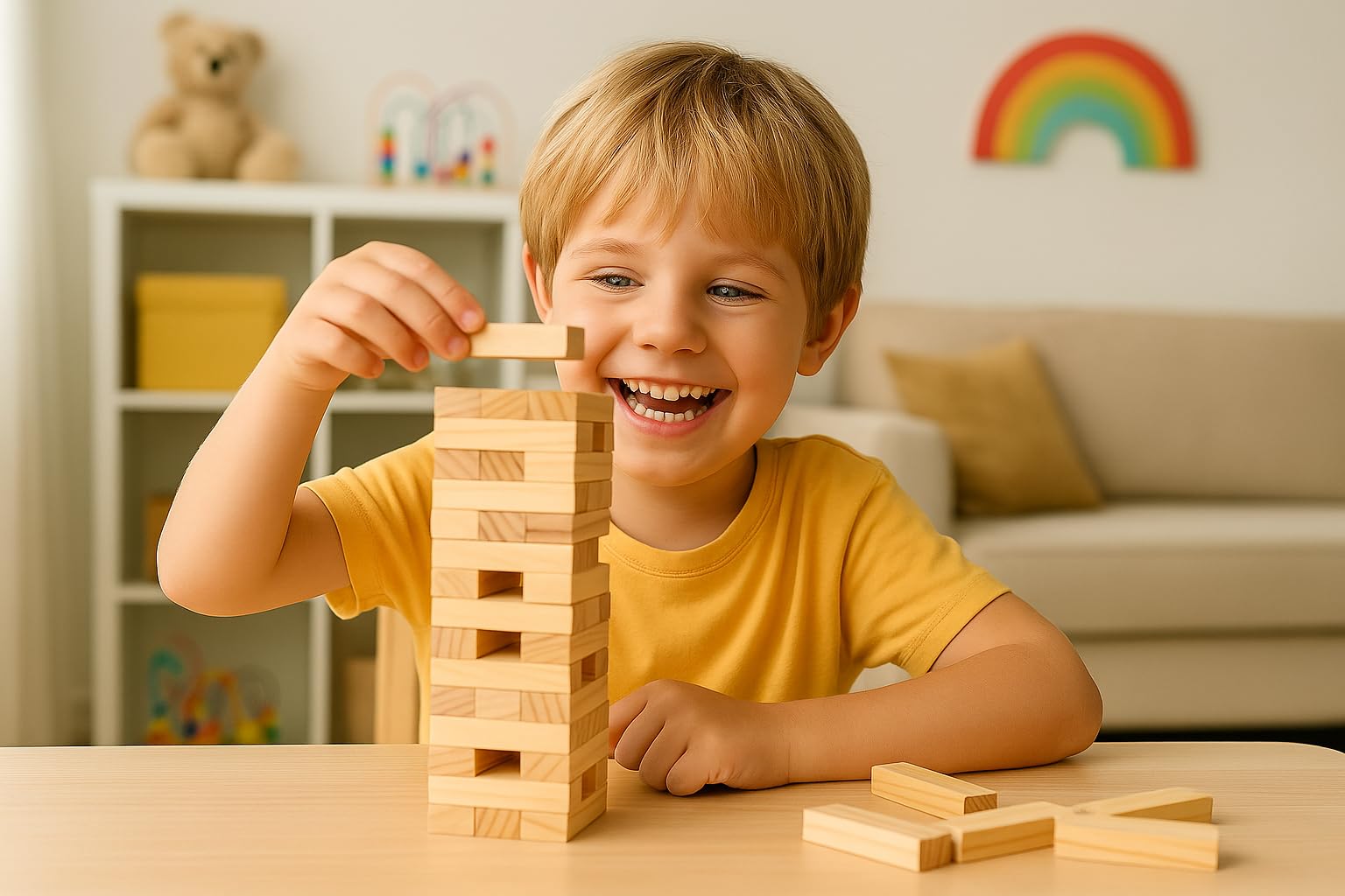 Metclap Wooden Tumbling Tower Game – 54 Giant Blocks | Classic Stacking Game for Kids & Adults | Educational Wooden Toy | Family Indoor & Outdoor Game | Wooden Block Game Set 4