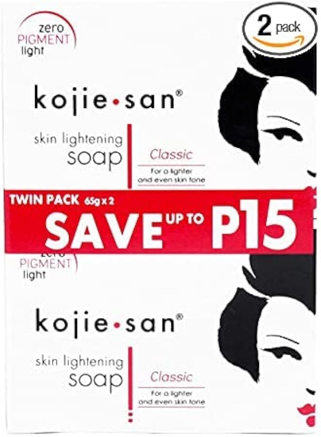 Kojie San Skin Brightening Soap - Classic 65g x 2, Double Pack[Amazon-developed Certification] Compact by Design