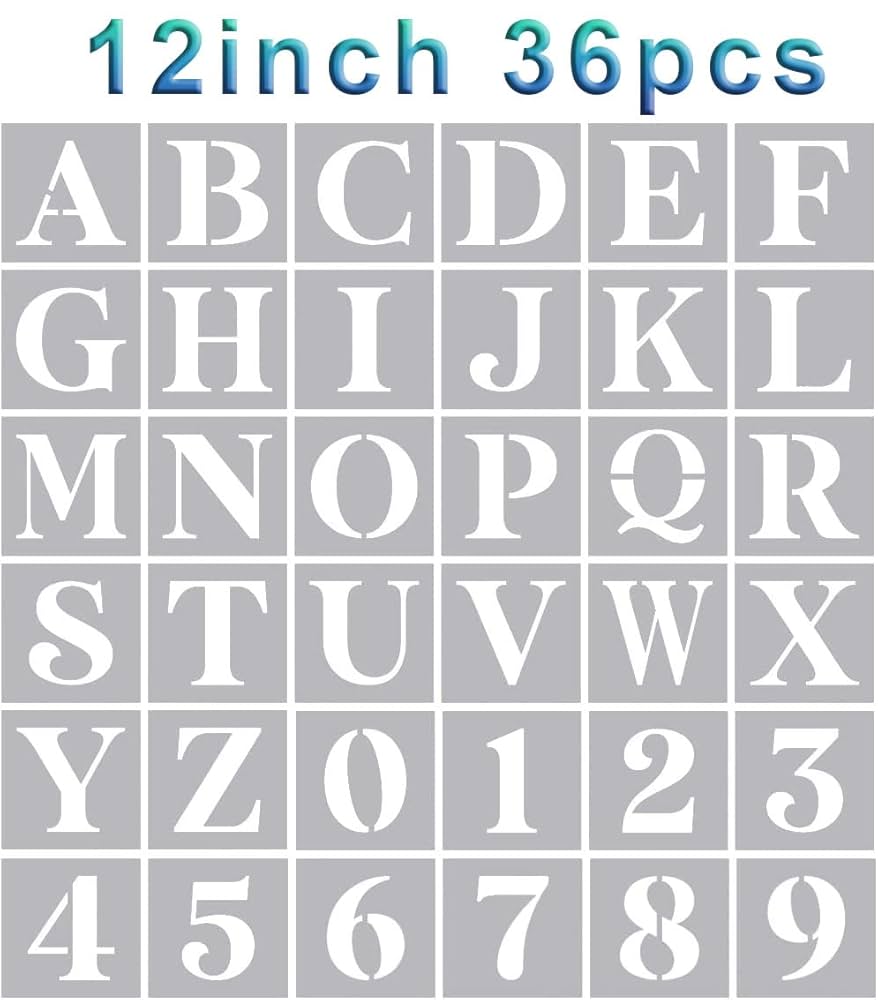 Amazon.com : Letter Stencils 12 Inch,Alphabet Stencils for Painting on Wood Numbers Letters Stencil for Wall Drawing Templates for Arts Crafts Home Decor : Arts, Crafts & Sewing for Free Big Letter Stencils Printable