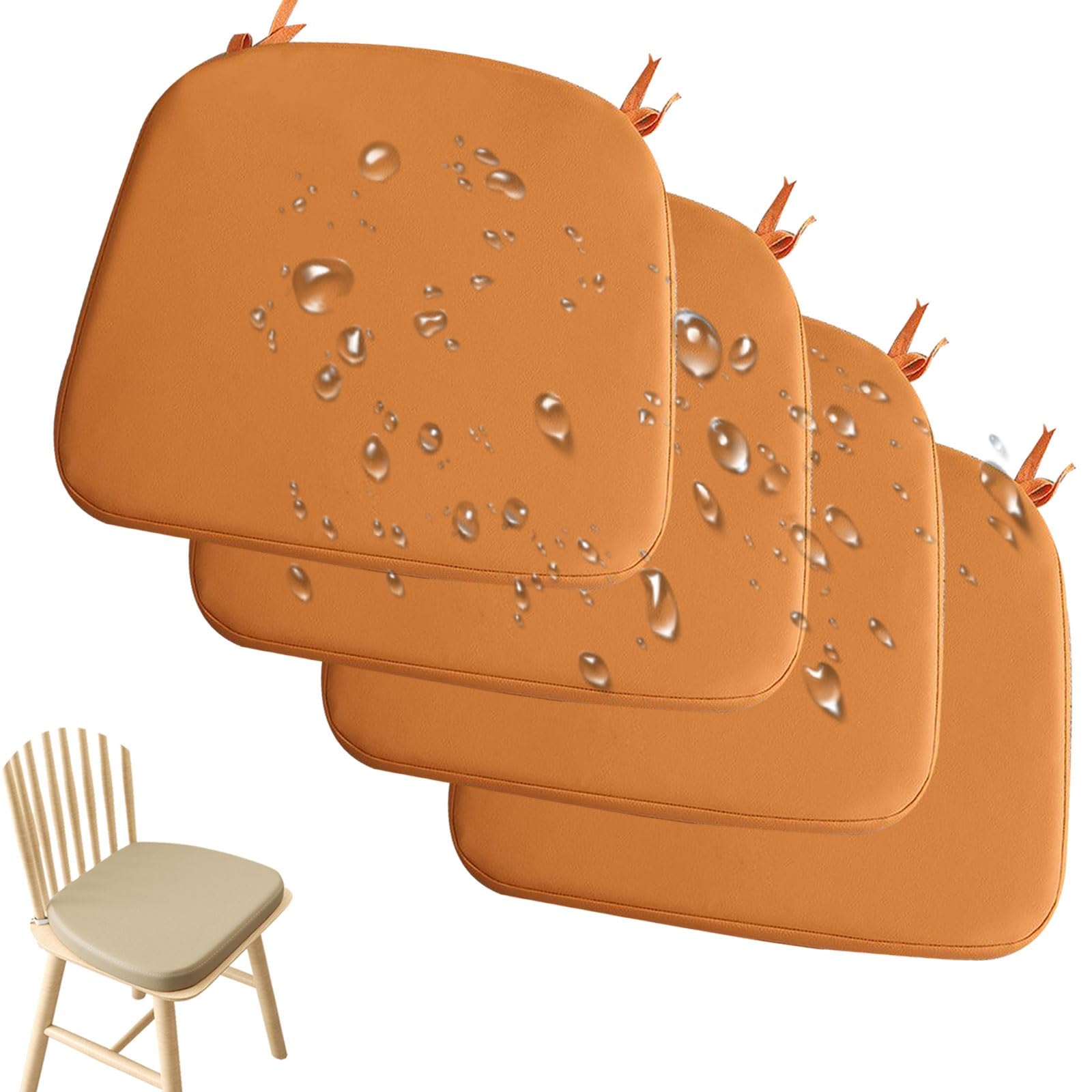 Lot de 4 coussins de chaise imperméables 40x35x10cm galettes mousse mémoire de forme