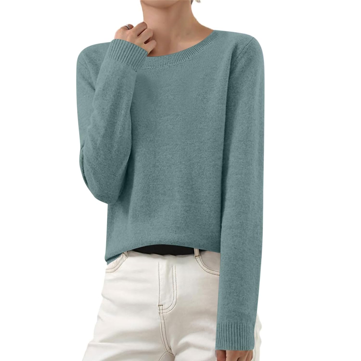 Cashmere Sweaters for Women 2025 Fashion Fall Knit Tops Lightweight Soft Crewneck Long Sleeve Pullover Sweater