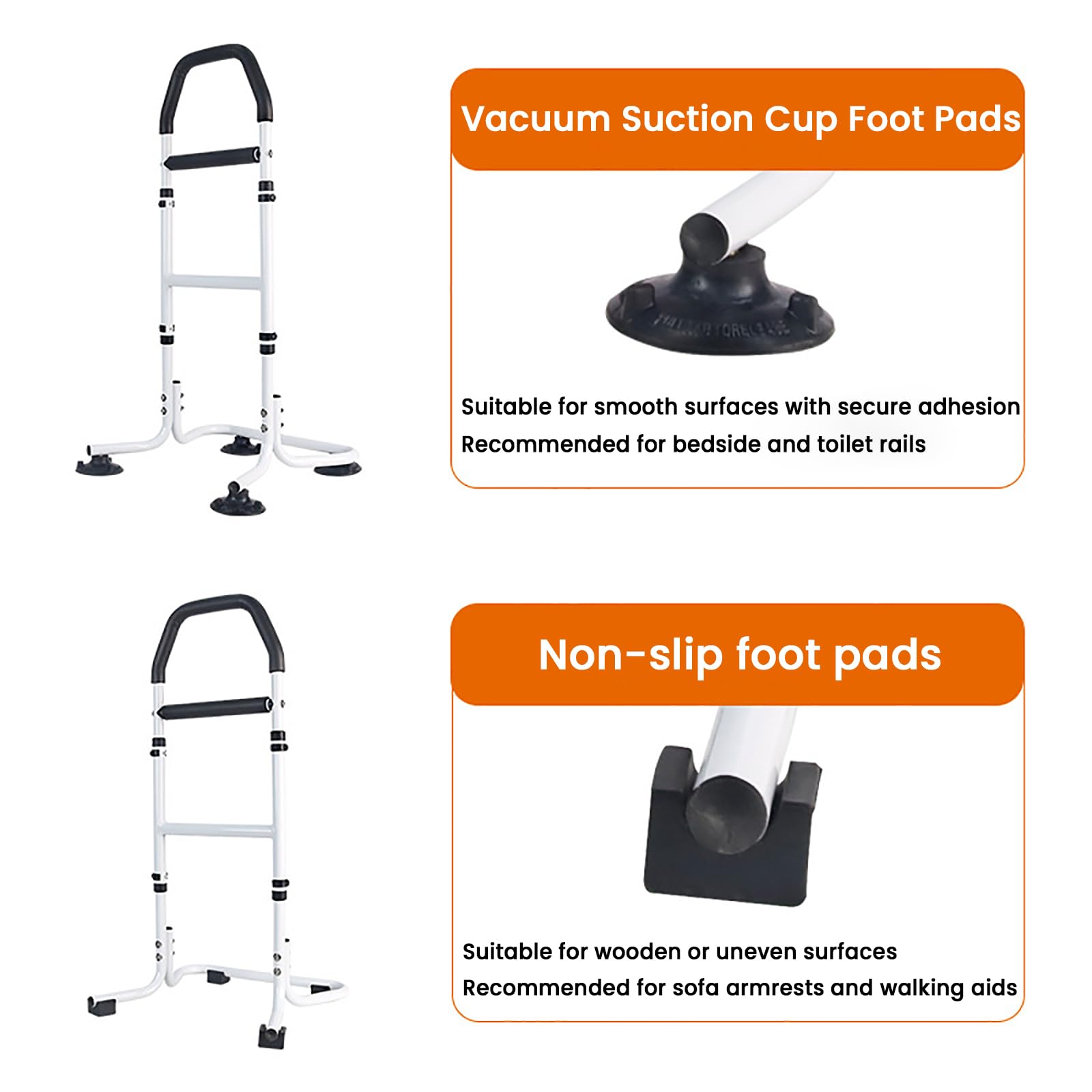 Ayudas de pie de altura ajustable para ancianos, ayuda antideslizante para caminar con soporte de carga grueso para cama, sofá, inodoro, ayuda a la movilidad (color: B)