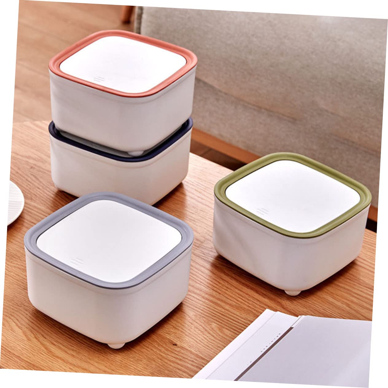Elegant Wicker Trash Bins 2pcs Bedside Trash Can Decor Compact Desktop Rubbish Bin for Office