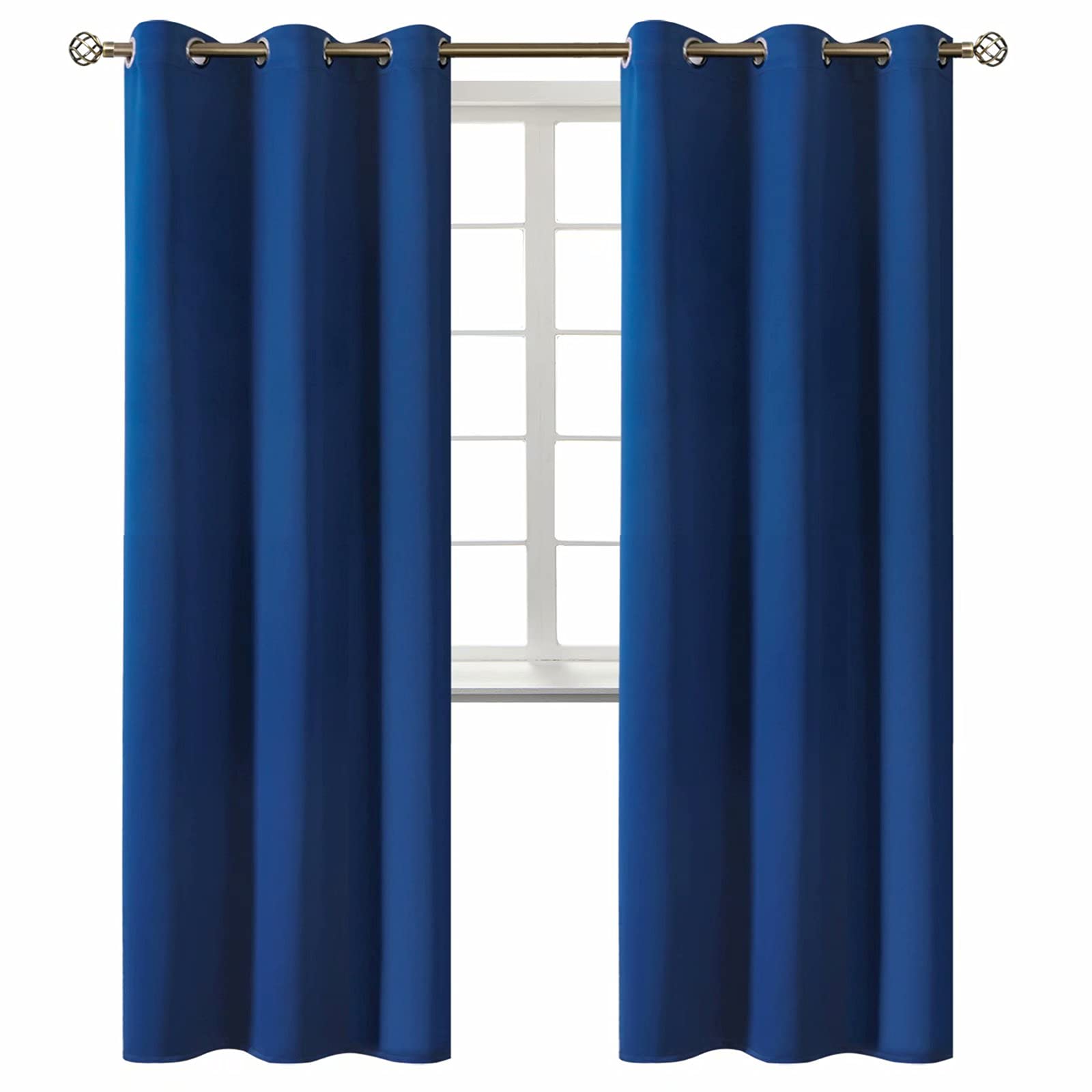 BGment Blackout Curtains for Bedroom - Grommet Thermal Insulated Room Darkening Curtains for Living Room, 42 x 84 Inch, 2 Panels, Royal Blue