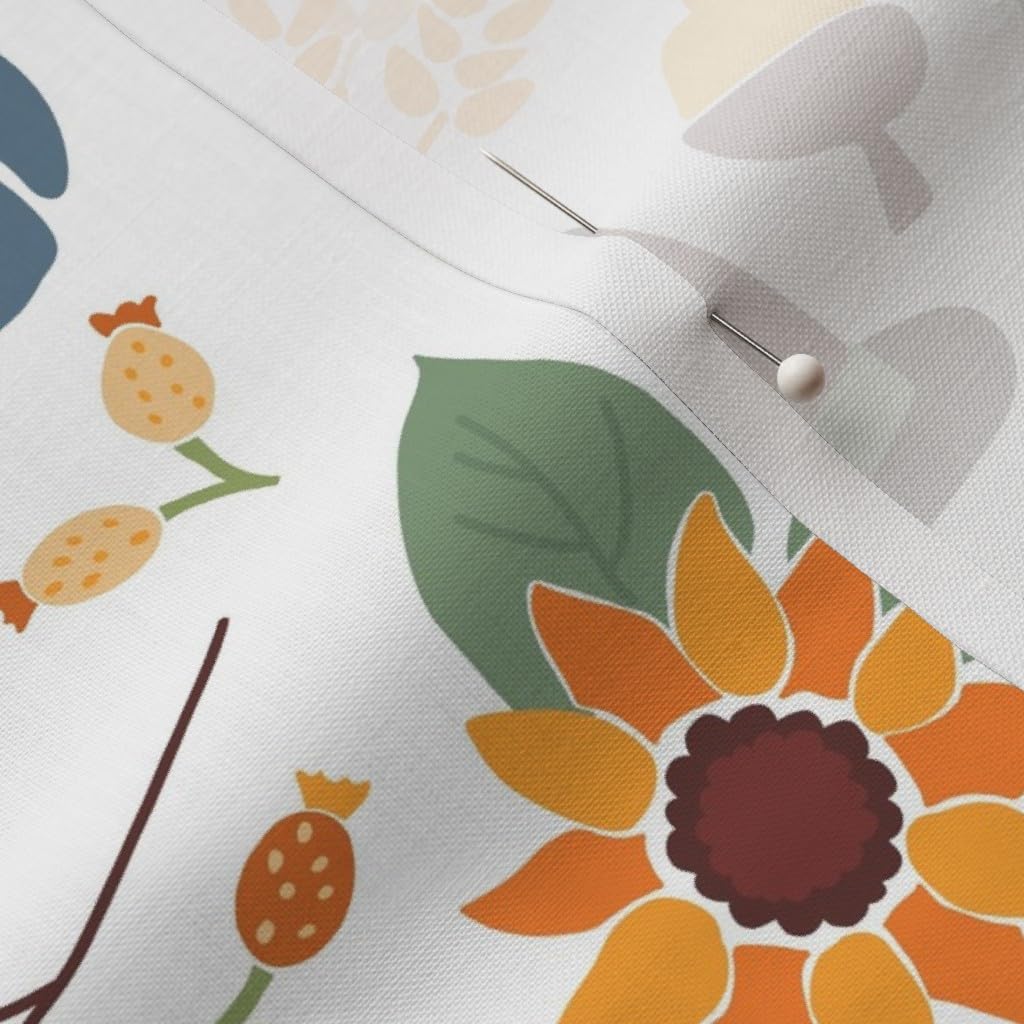 Spoonflower Fabric - Autumn Fall Icons Pumpkin Hedgehog Wheat Harvest Acorns Thanksgiving Printed on Petal Signature Cotton Fabric by the Yard - Sewing Quilting Apparel Crafts Decor