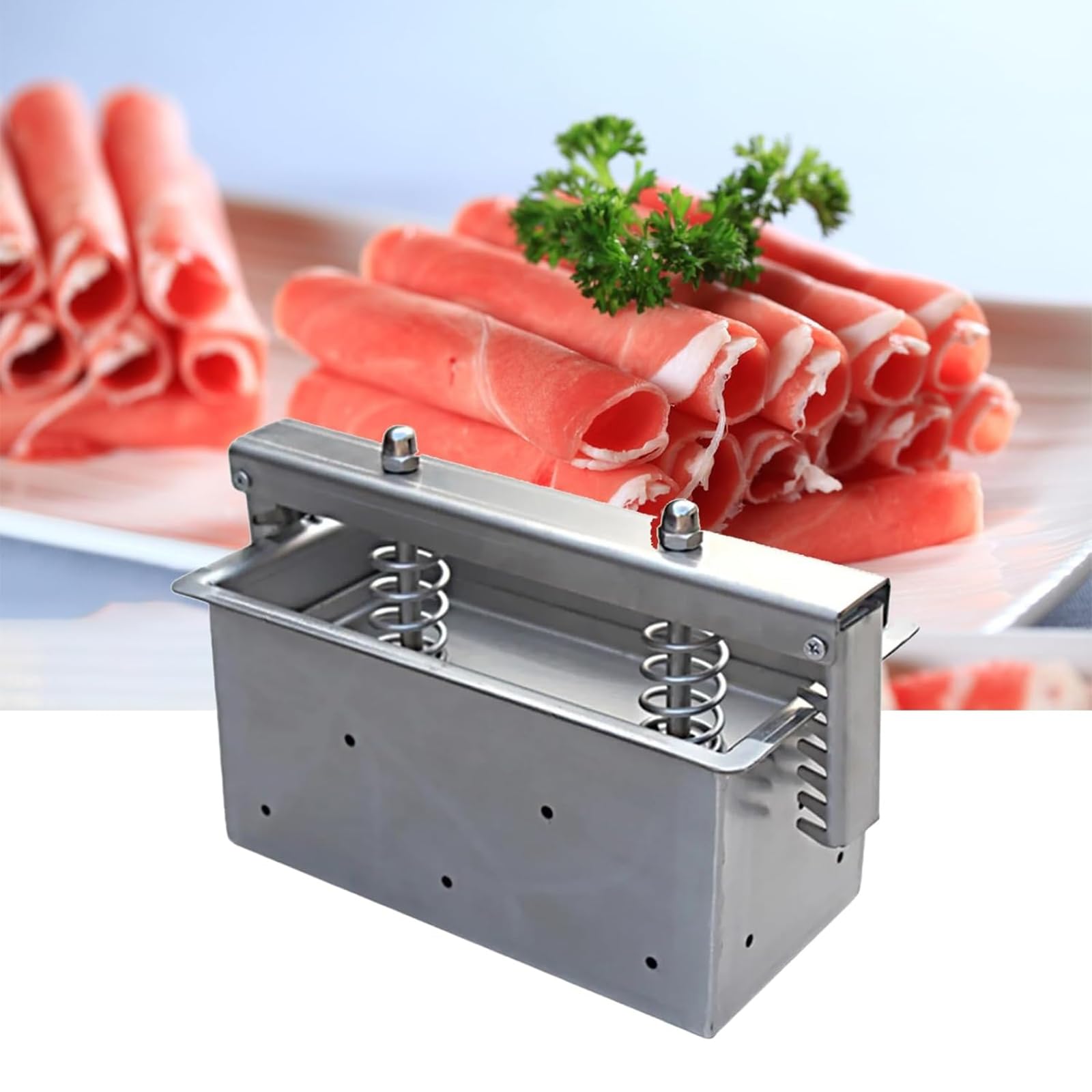 Molde de prensa de carne, prensa de jamón de acero inoxidable con doble resorte, herramienta rectangular de prensado de carne para hamburguesas, almuerzo y carne
