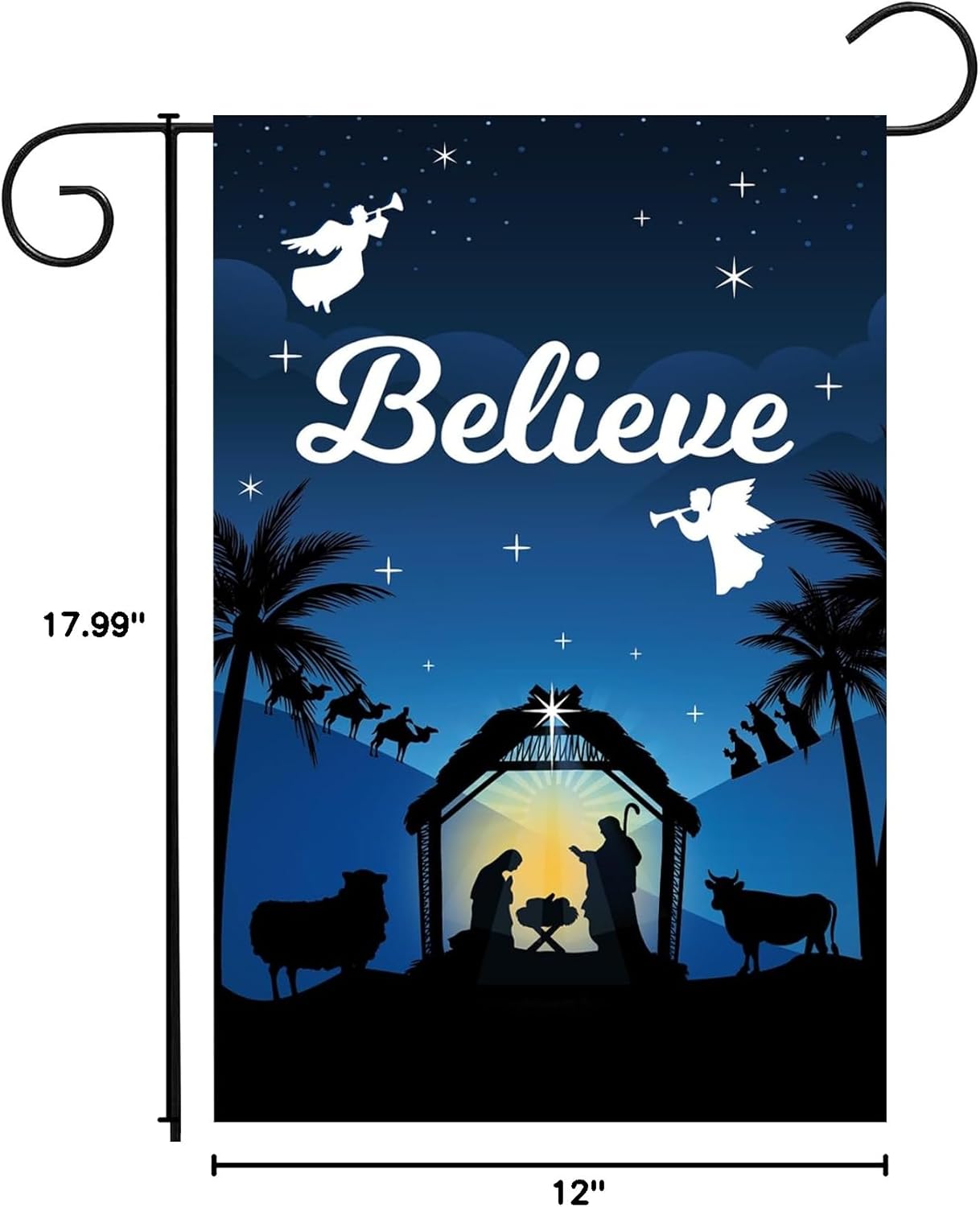 12 x 18 Inches Christmas Winter Believe Jesus Garden Flag Decorations - Double Sided Vertical Rustic Holy Night Farmhouse Holiday Yard Flag Indoor Outdoor House Patio Xmas Décor Party Supplies - Image 8