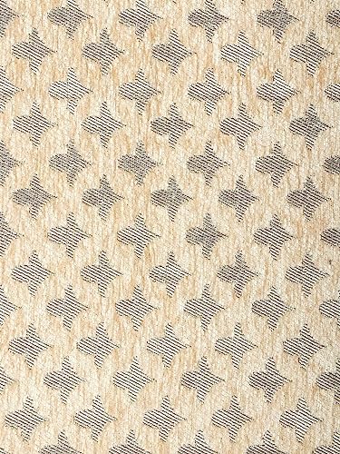 Image of Soild Premium Velvet Jaquard Fabric Sofa Cover for 7 Seater Sofa Set Slipcover for 3 Seater and 2+2 Seater Sofa Panel (7 Seater, Star Design Beige Color)