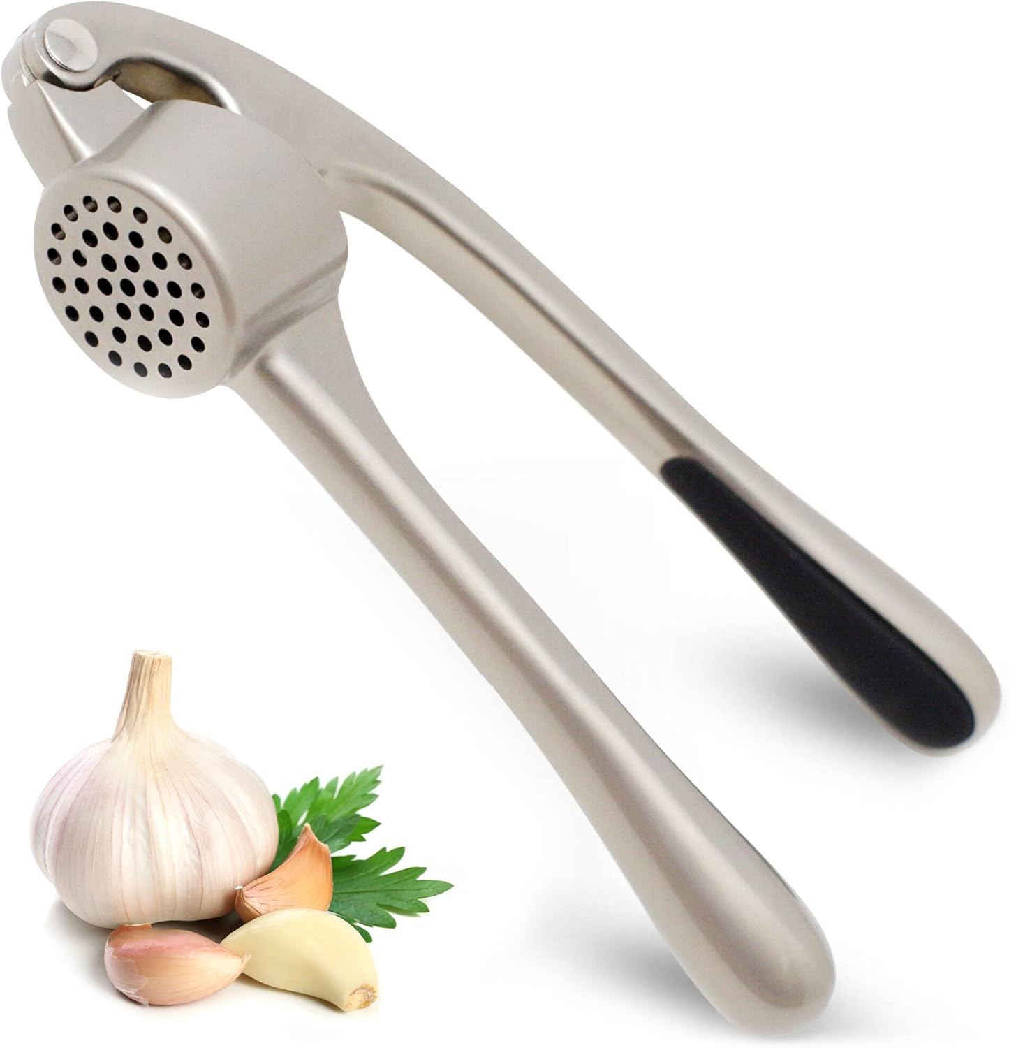 Premium Garlic Press with Soft Easy-Squeeze Ergonomic Handle, Sturdy Design Extracts More Garlic Paste Per Clove, Garlic Crusher for Nuts & Seeds, Professional Garlic Mincer & Ginger Press - by Zulay: Home & Kitchen