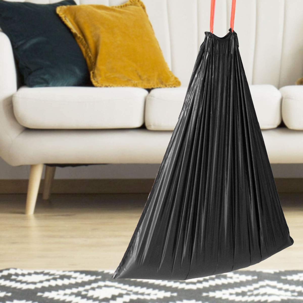 STARVAST - Lote de 10 rollos de 20 bolsas de basura de 60 L, asas deslizantes, bolsas de basura resistentes para basura alta, cocina salón, ultra resistente, antifugas, 64 x 71 cm, color negro