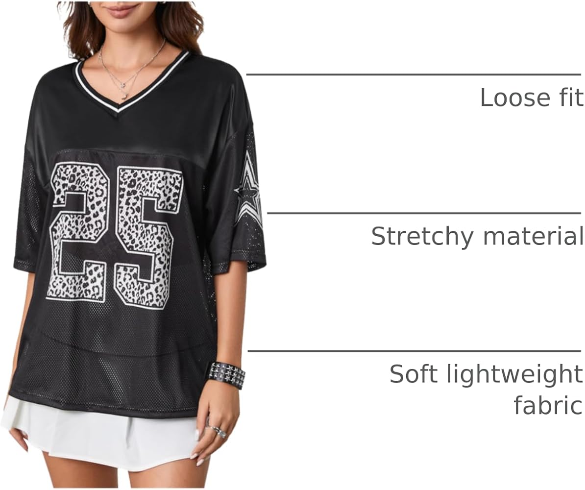 SOLY HUX Jersey Shirts for Women Y2k Graphic Number Oversized Tees
