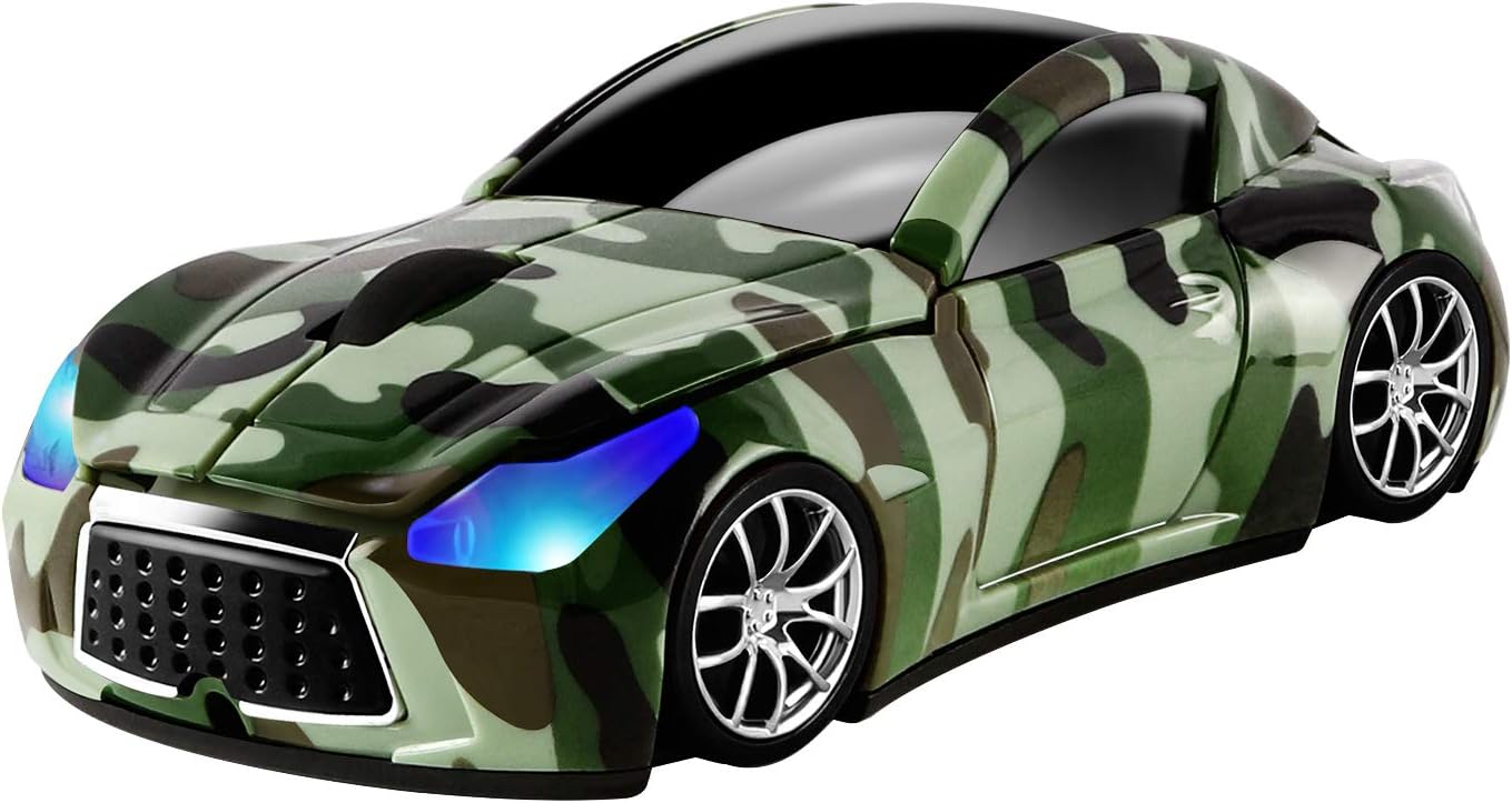 elec Space Cool Sport Car Shape 2.4GHz Wireless Mouse Optical Cordless Mice with USB Receiver for PC Laptop Computer 1600DPI 3 Buttons