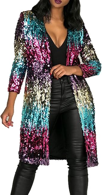long sequin duster coat