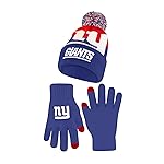 Ultra Game NFL Official Adults Unisex Super Soft Winter Beanie Knit Hat with Extra Warm Touch Screen Gloves, New York Giants, Team Color 2, 1SIZE