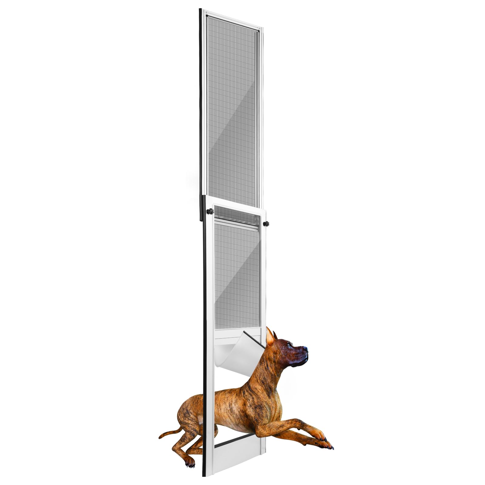 Large Dog Door for Sliding Glass Door, Aluminum Alloy Sliding Door Dog Door Insert for Patio Pets Door with Lockable Panel Magnetic Closure Ideal for Large Dogs Cats