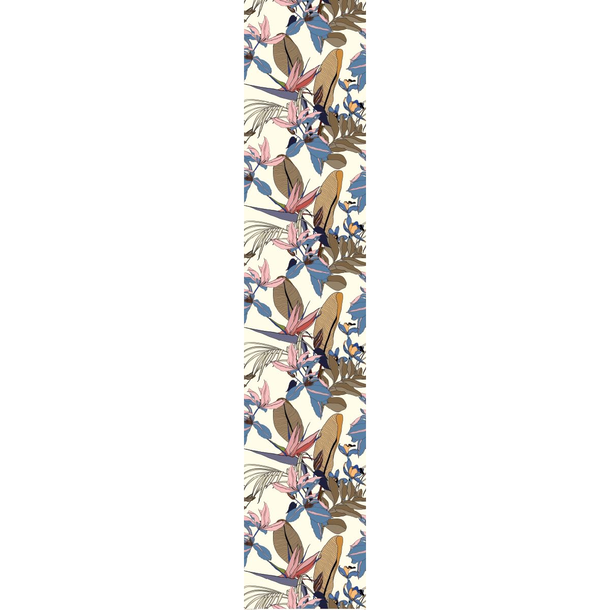Ambiance Sticker Carta da parati in tessuto non tessuto pre-incollato, rotolo da carta da parati tropicale, giallo, foglie di banano e fiori di paradiso, adesivo decorativo, 1 rotolo di altezza 300 x