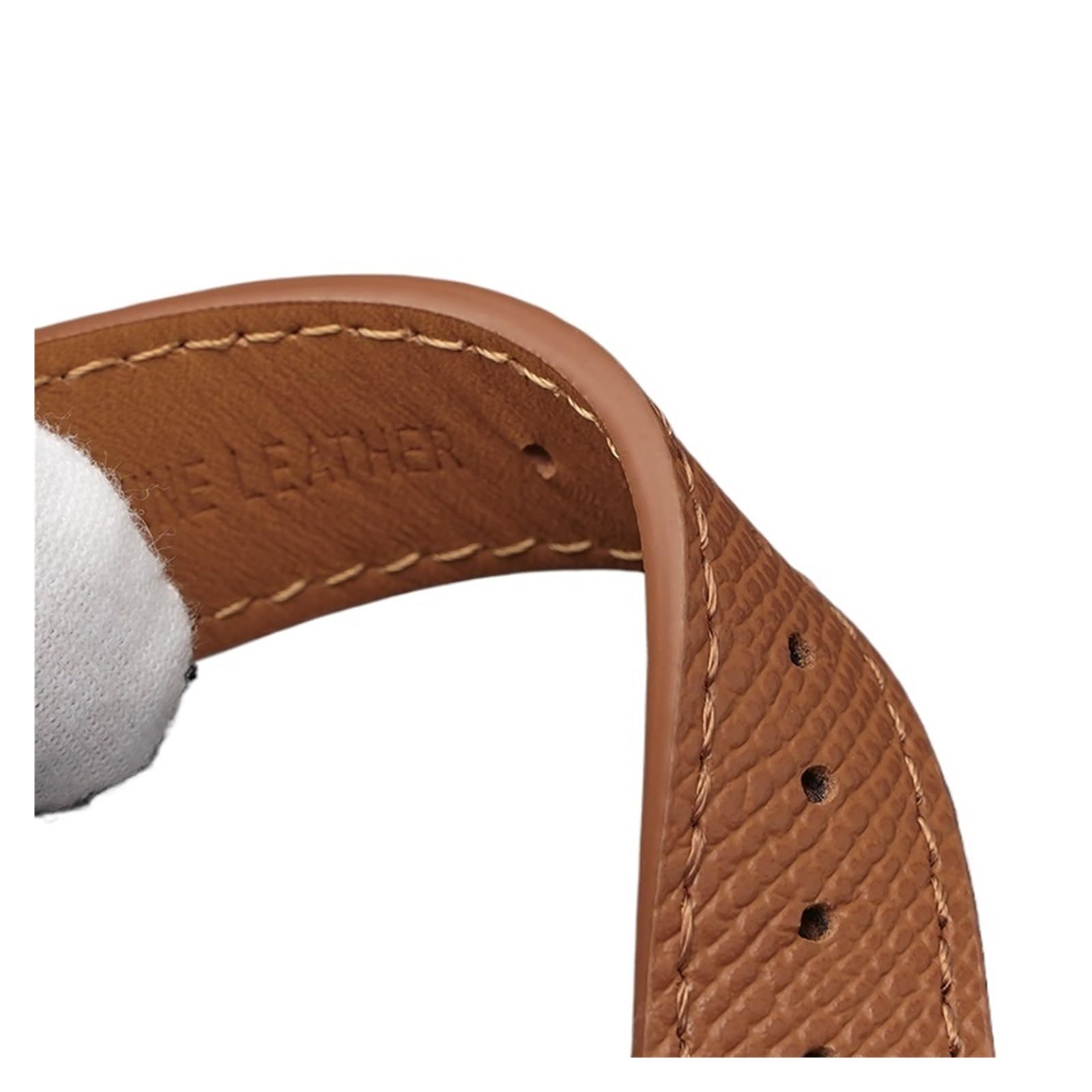 Uhrenarmband， Uhrenarmband aus Kalbsleder mit Schnellverschluss, handgefertigt, Palmenmuster, Armband(Brown wh line,18mm)