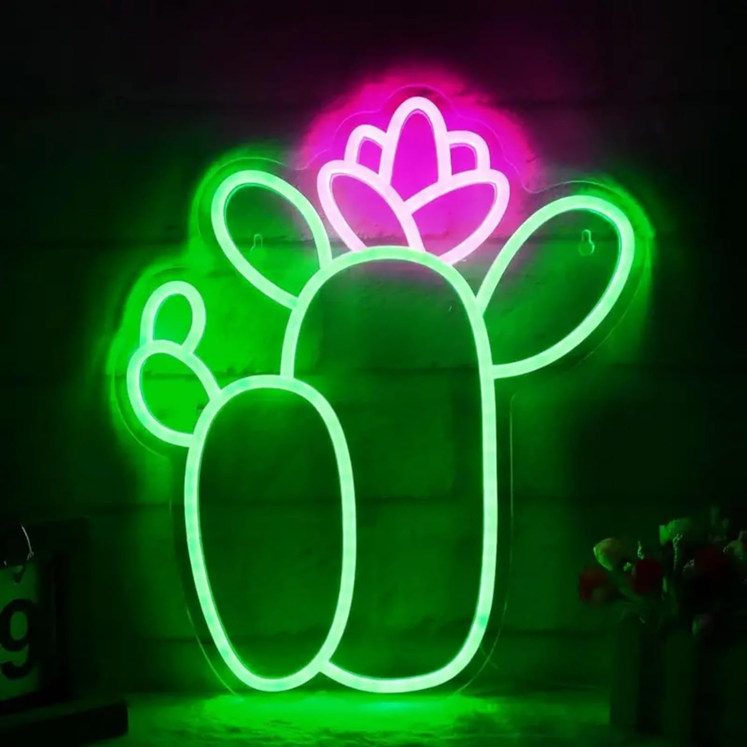Cactus Neon Sign Cactus Potted Neon Light With a Flower LED Light Sign Plant Sign Decoration Aesthetic Decor for Bedroom Flower Store Birthday Holiday,Parties, Coffee Shops, Salons