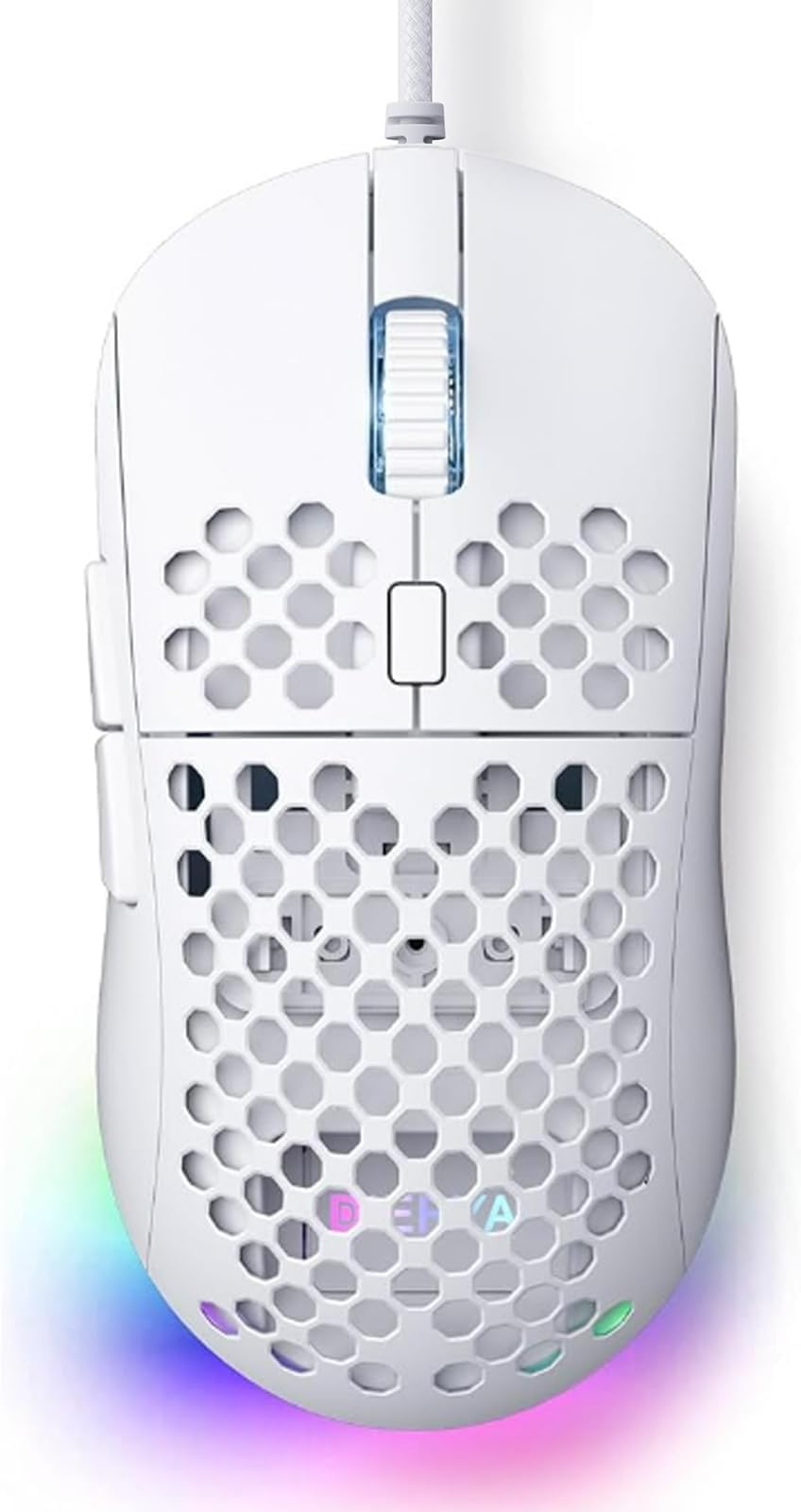 M1SE Wired Gaming Mouse with Honeycomb Shell, 12800DPI Optical Sensor, 6 Programmable Macros, Software Support for Custom Key Config, and RGB Settings for Windows 7/8/10/XP, Vista, Linux-White