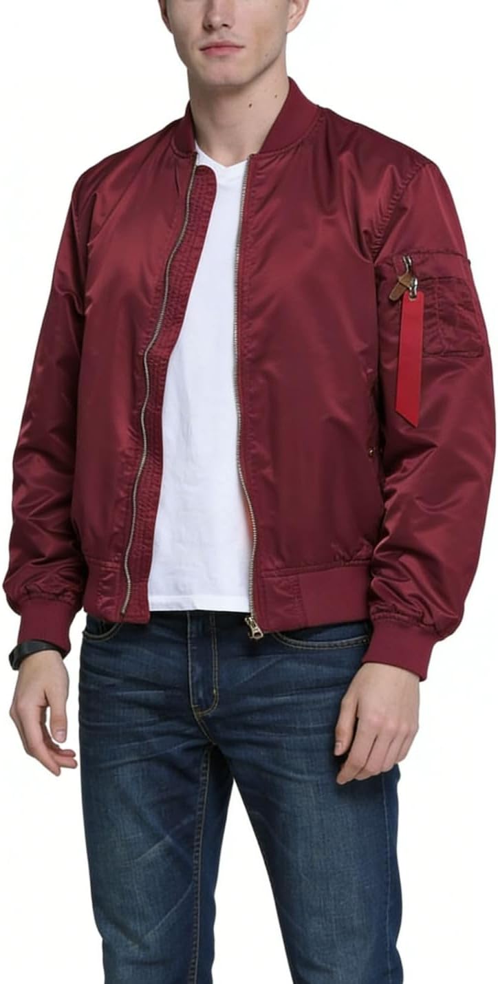 Kinkia Men's Aviator Bomber Jacket Casual Zip Up Flight Lightweight Windbreaker Jackets