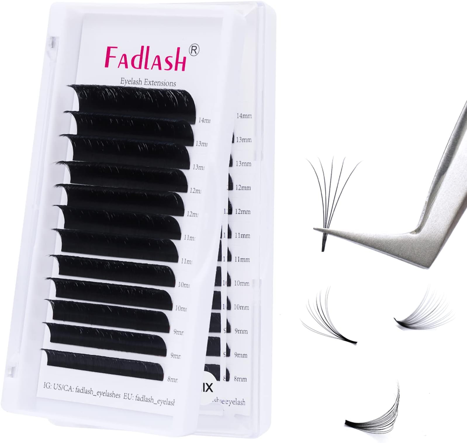 Easy Fan Lashes C Curl 0.07 8-14mm Mixed Length Russian Lashes Natural Look Self Fanning Eye Lashes Automatic Blooming Russian Eyelashes Extensions(0.07-C-814)