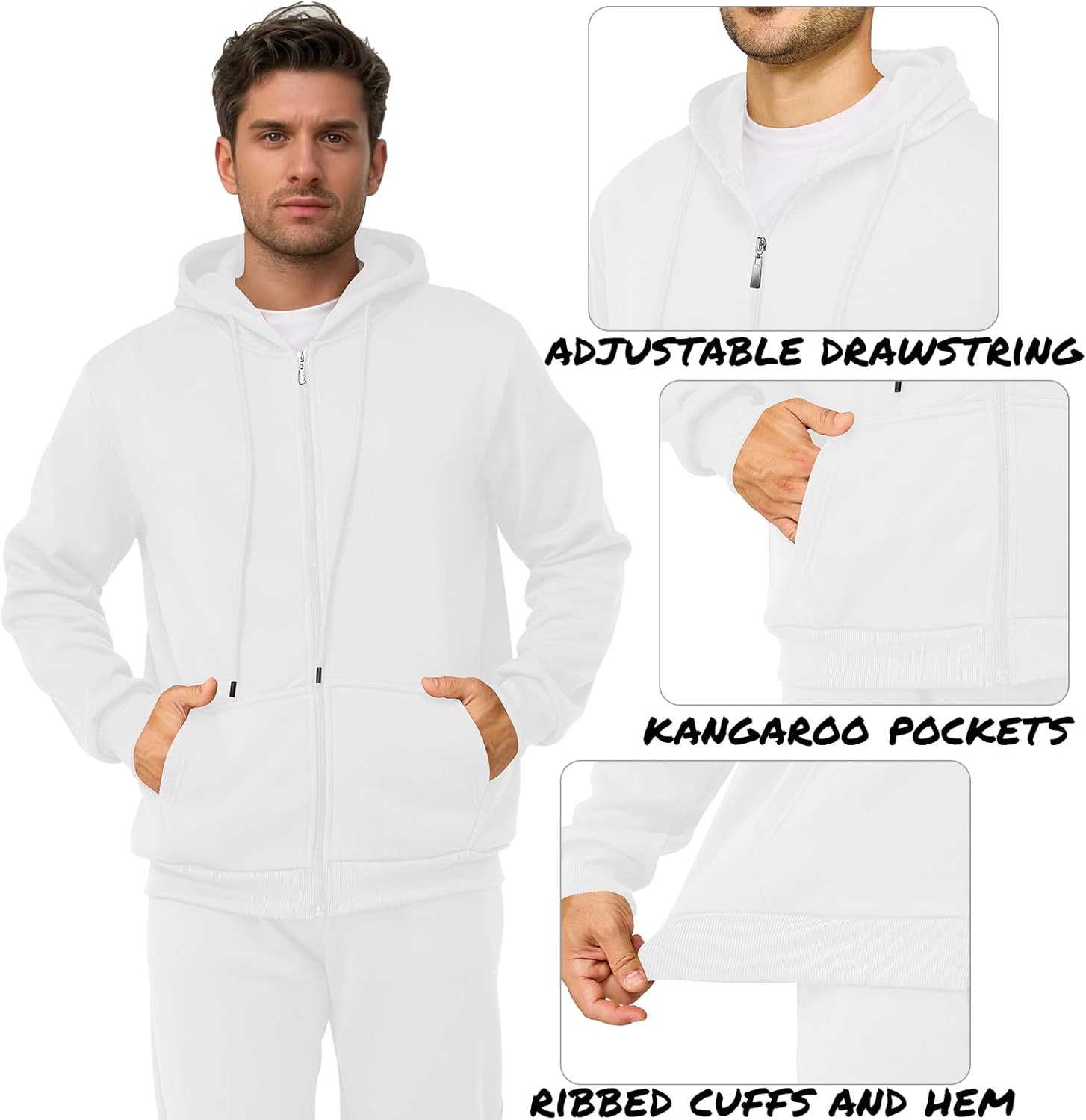 Mens Sweatsuits 2 Piece Casual Full Zip Tracksuits Zip Up Hoodie and Sweatpants Set Athletic Sweat Suits - Image 6