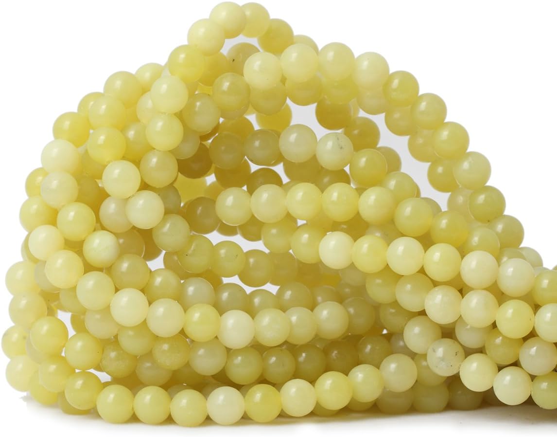 60PCS 6mm Natural Yellow Lemon Jade Gemstone Round Loose Beads for Jewelry Making DIY Findings 1 Strand 15"
