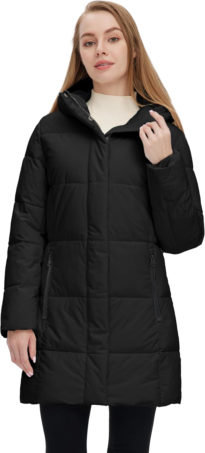 Skieer Women's Winter Coat Warm Padded Long Puffer Jacket Waterproof Hooded Snow Coat - Image 2
