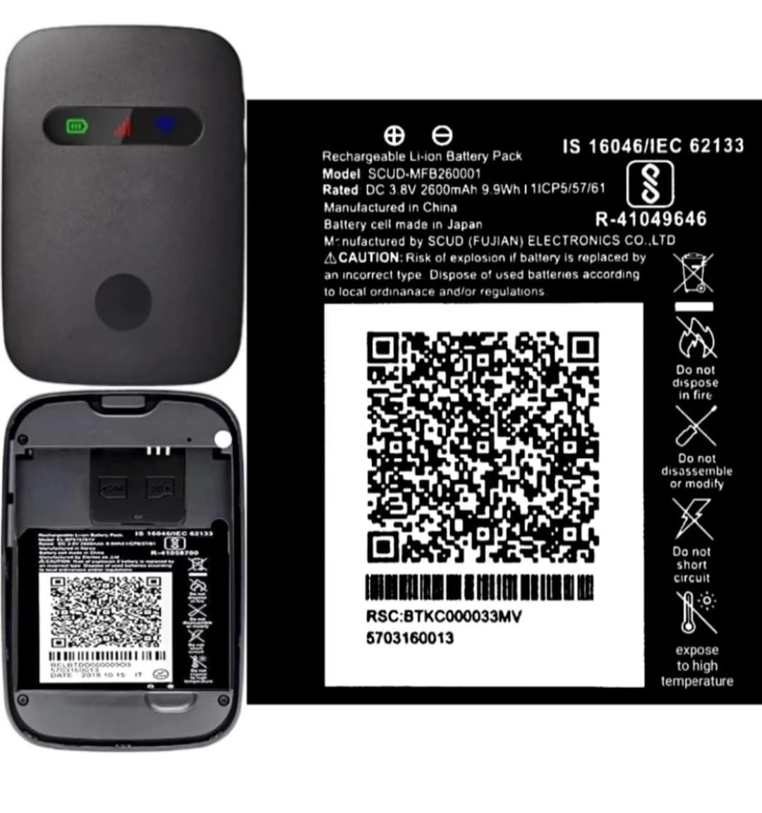 Premium Original Battery Compatible for Reliance Jio 4G Router JioFi 3 (JMR540, JMR541) JioFI 4 (JMR1140)-2600mAh OK Tested