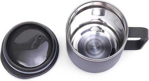 Miniatura 6 de ATCUSA Taza interior de acero inoxidable de 10 onzas con asa, taza de viaje al vacío de doble pared, taza con tapa, fabricada en la India, acabado